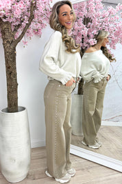 Basic ruffle trui - Lt. beige