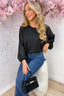 Top bouffant en dentelle - Noir
