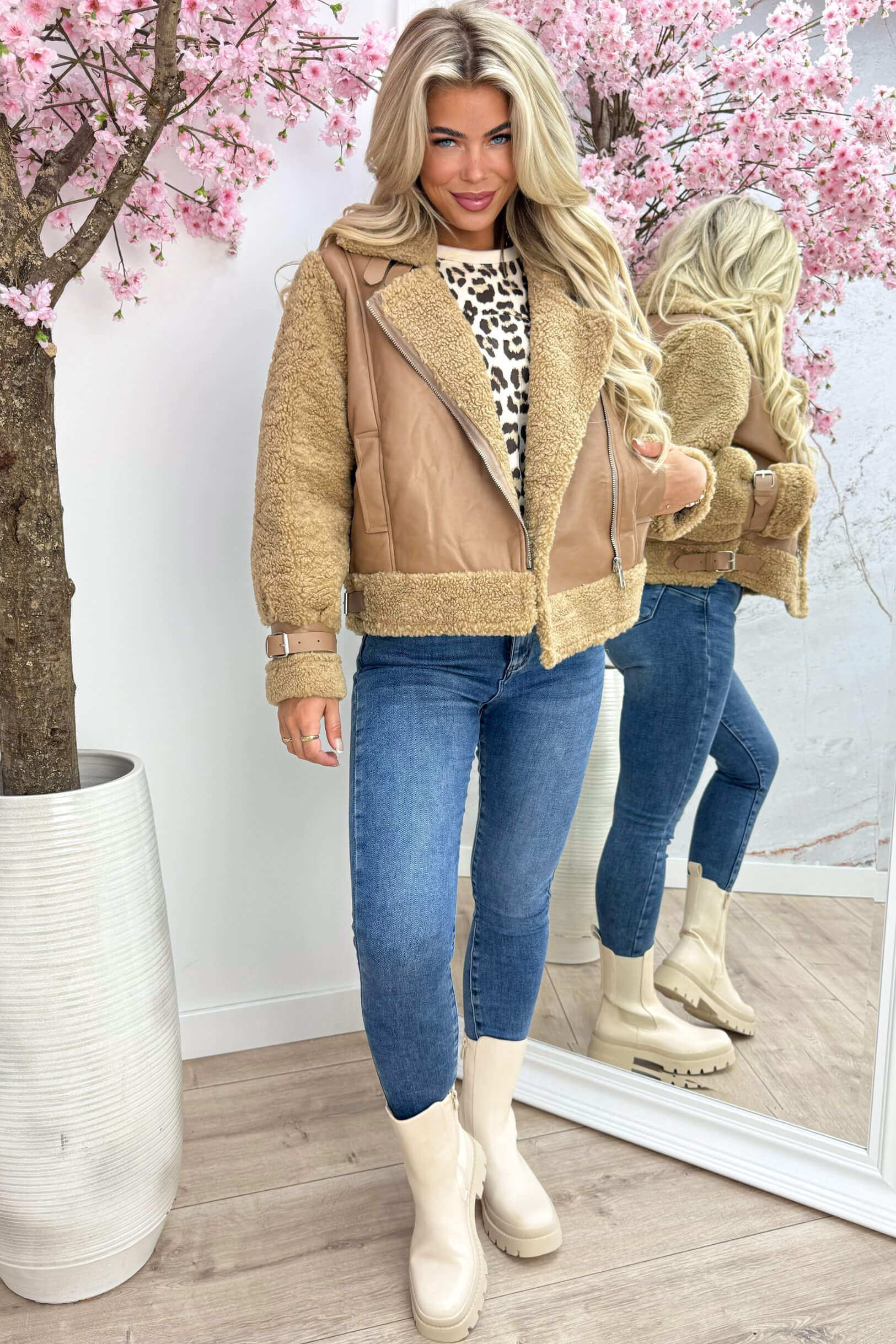 Veste en peluche à se blottir - Camel