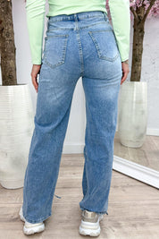 Laced straight leg jeans YX517 - Jeans blue