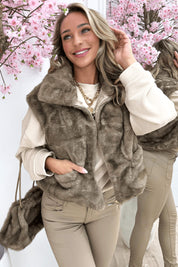 Soft and furry gilet - Taupe