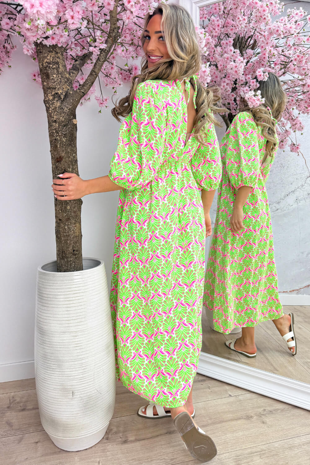 Seashell cotton dress - Lime