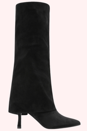 Suede look overlap heels - Zwart