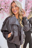 Trench meets leather look jacket - Brown