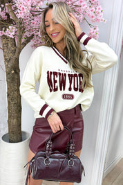 Teddy NY stripe trui - Beige