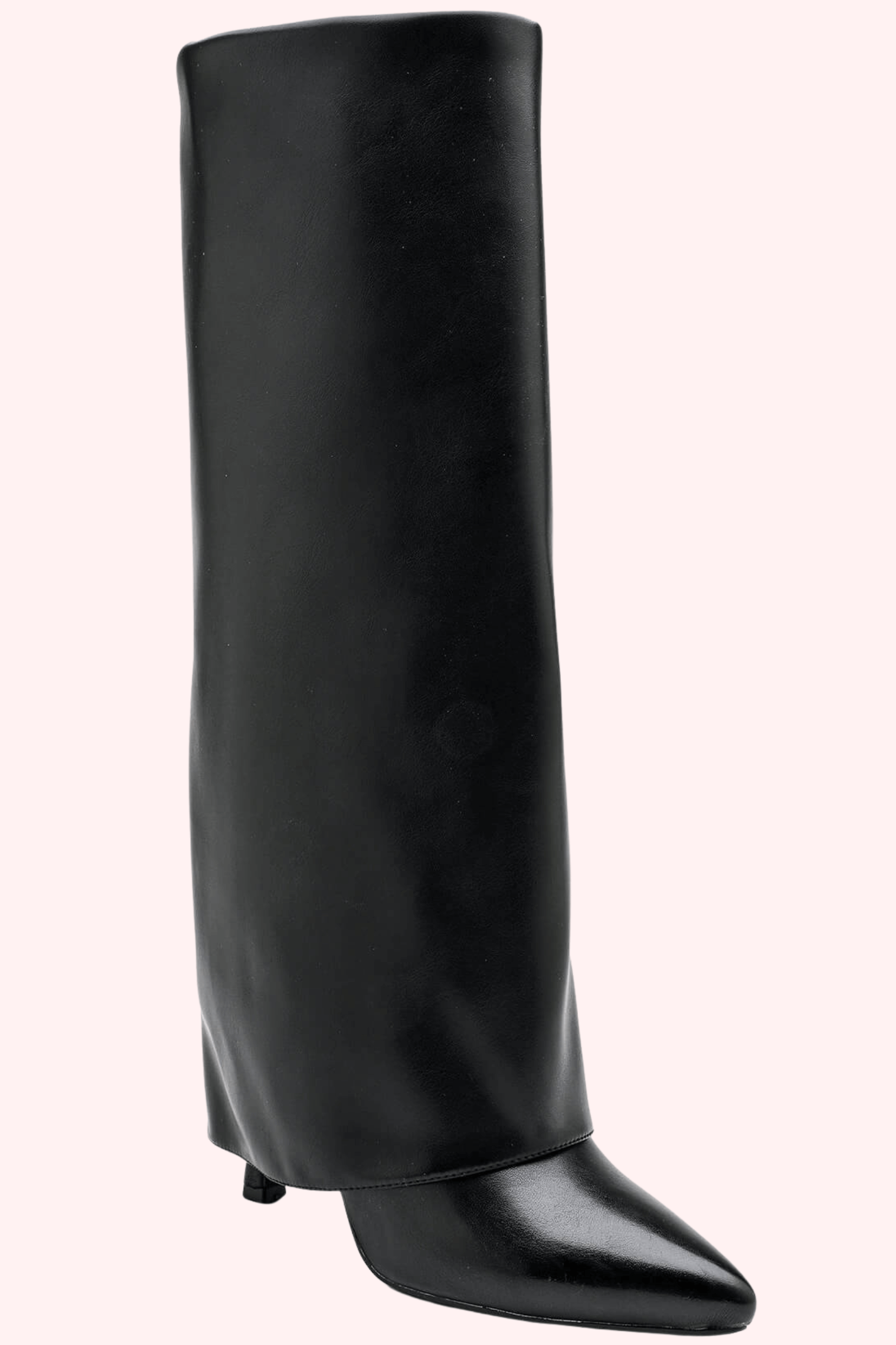 Leather look overlap heels - Zwart