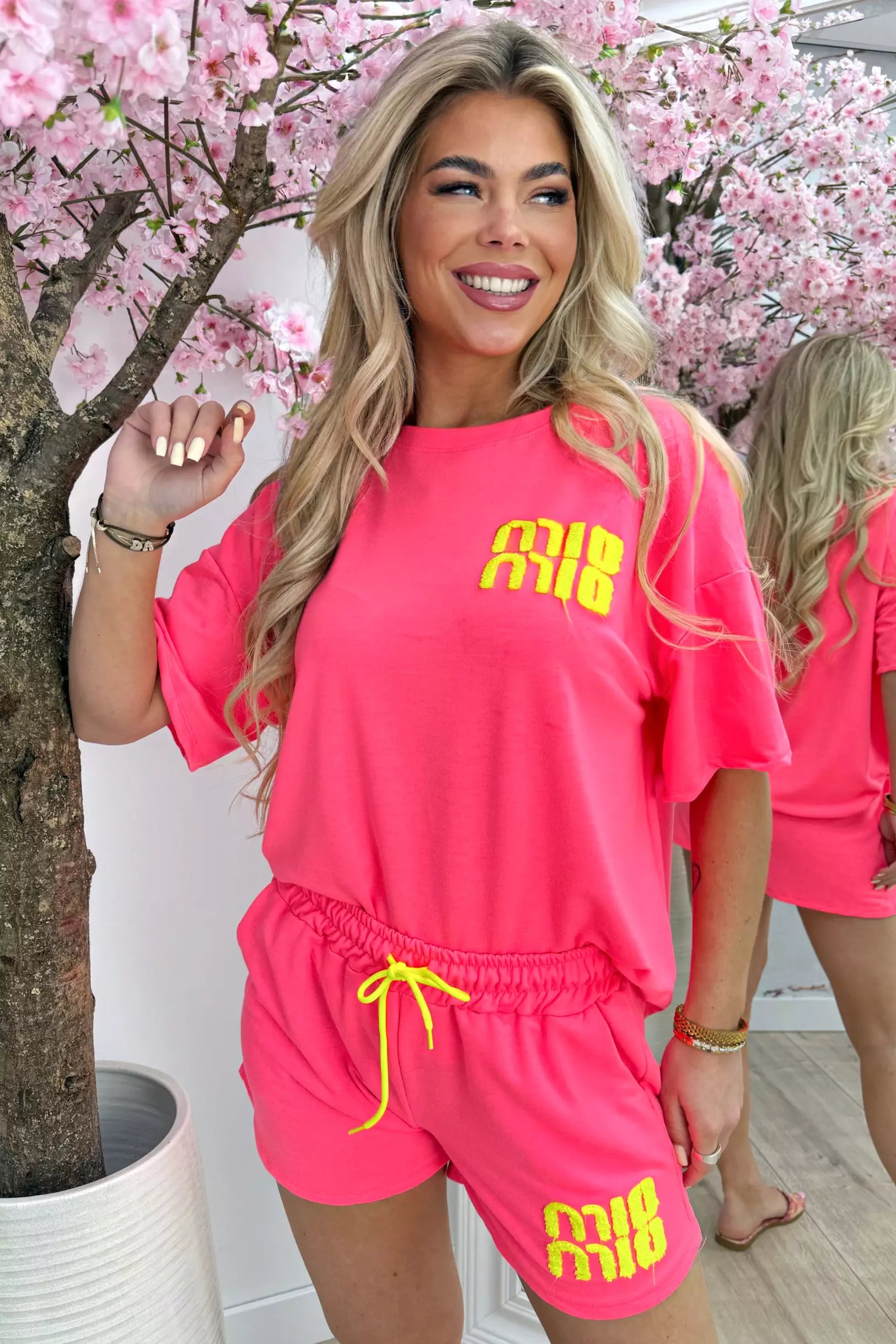 Neon mio mio comfy co-ord - Fuchsia