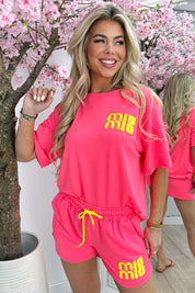 Neon mio mio comfy co-ord - Fuchsia