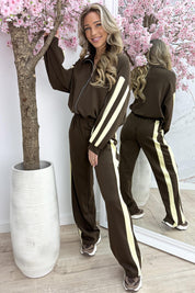 Zip it up stripe comfy co-ord - Bruin