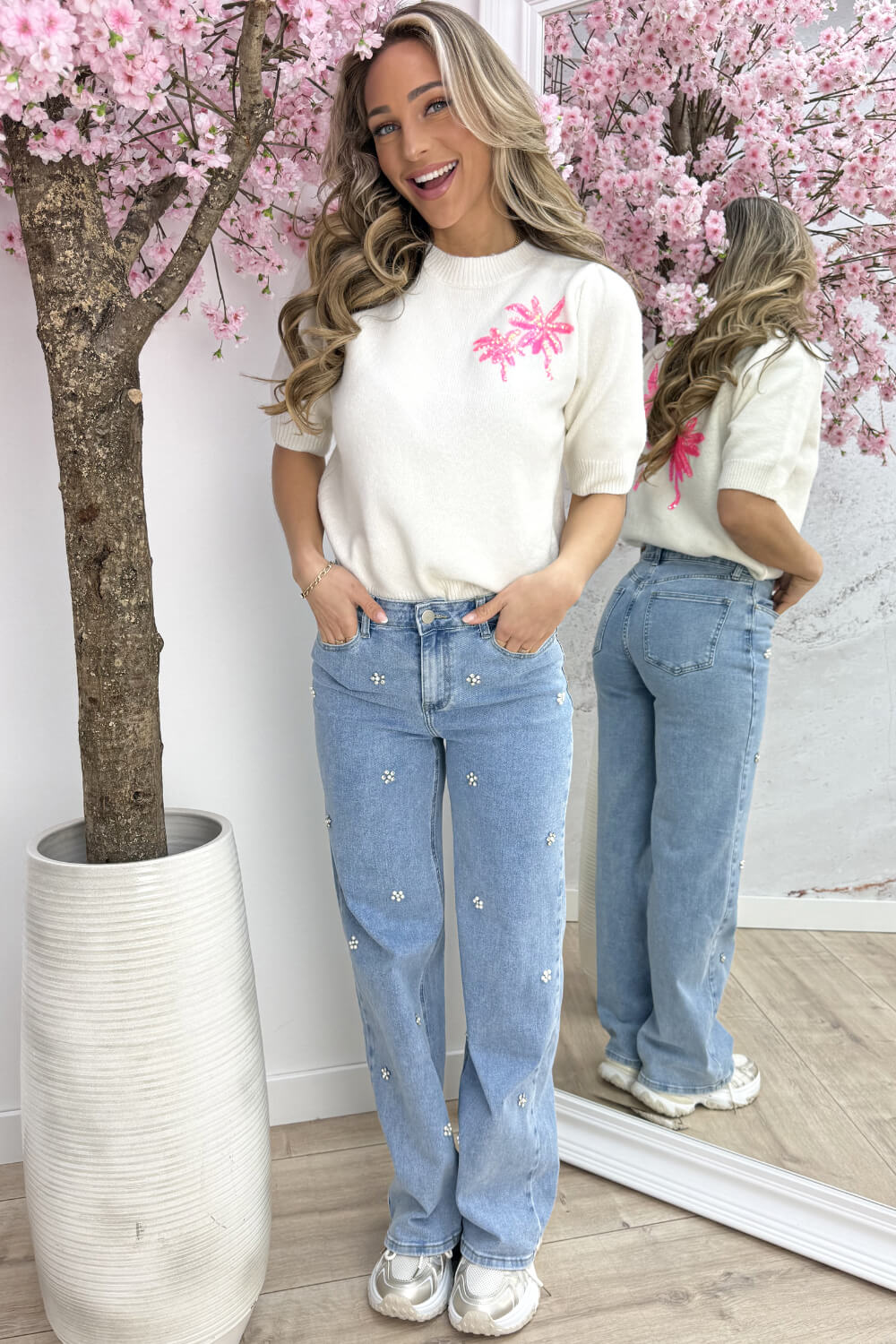 Palm paradise topje - Beige