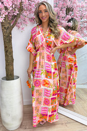 Vacation mood maxi split dress - Fuchsia
