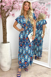 Robe ceinturée maya - Kobalt