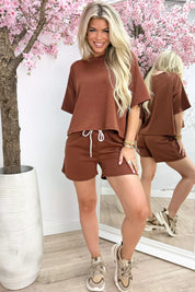Off duty comfy co-ord - Cognac