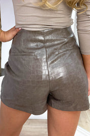 Croco glossy split skort - Taupe