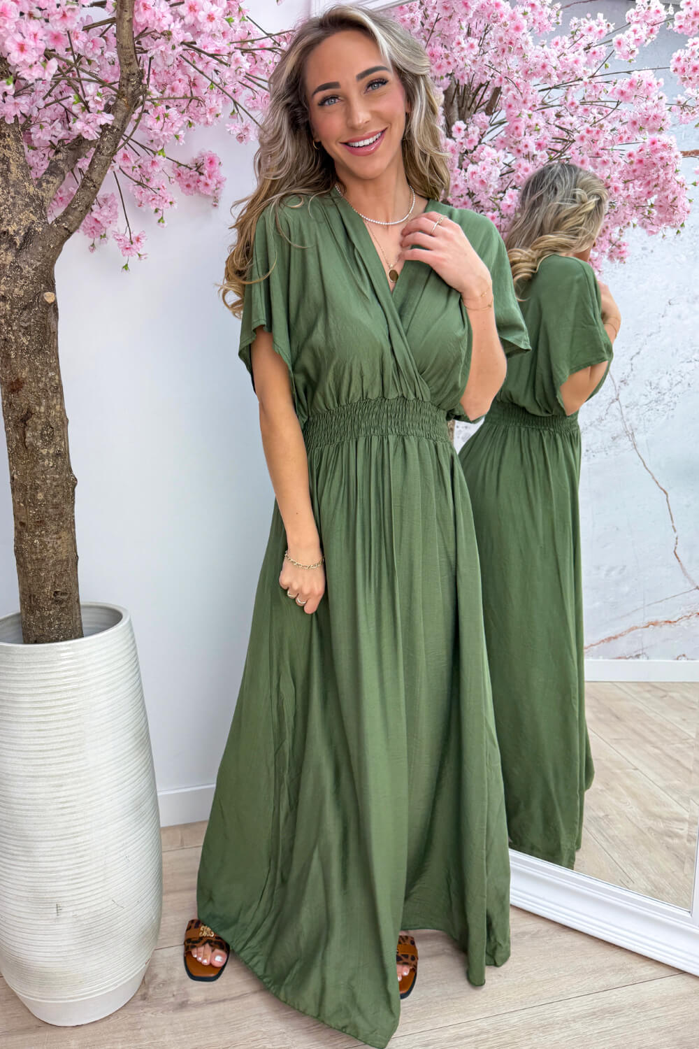 Verona elastic maxi dress - Army