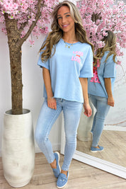 Lead with love oversized T-shirt - Sky blue