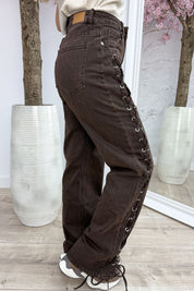 Choco laced straight leg jeans - Bruin