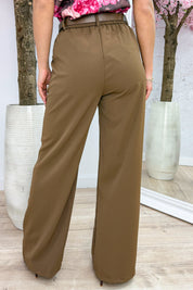 Belted pantalon (Incl. riem) - Bruin