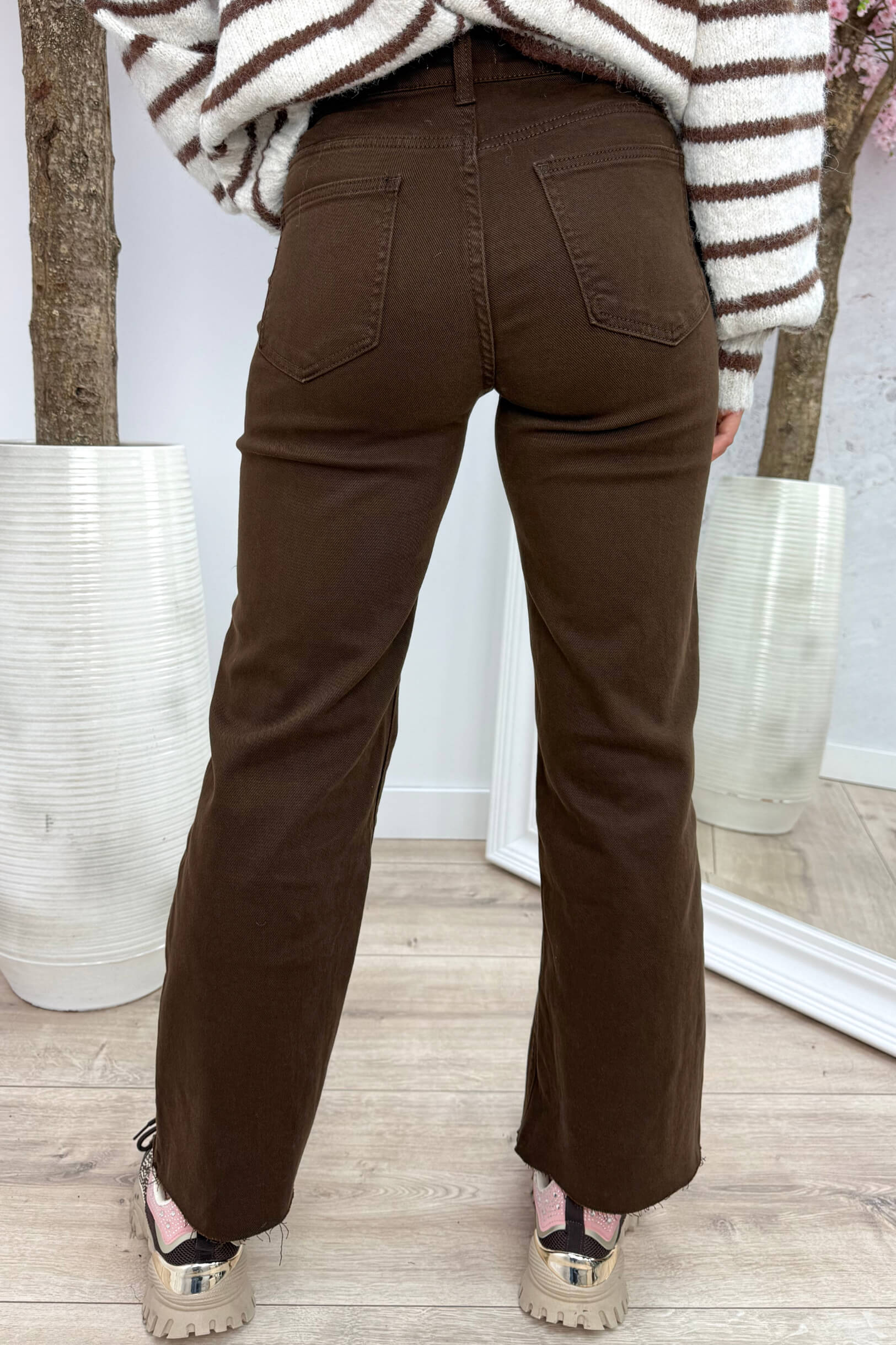 Gold hearts choco wide leg jeans - Bruin