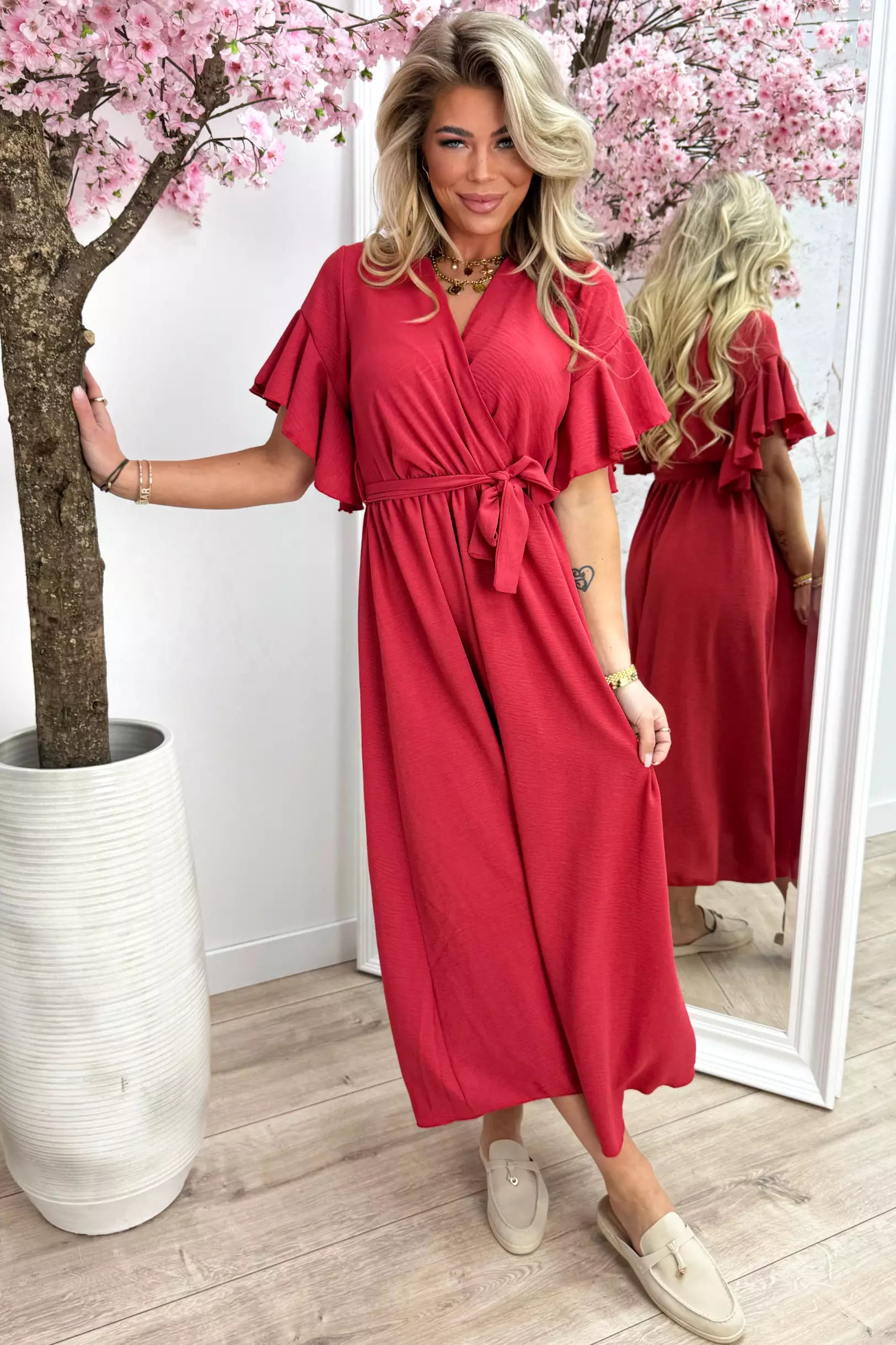Robe Ruff Ruffle Maxi - Koraal