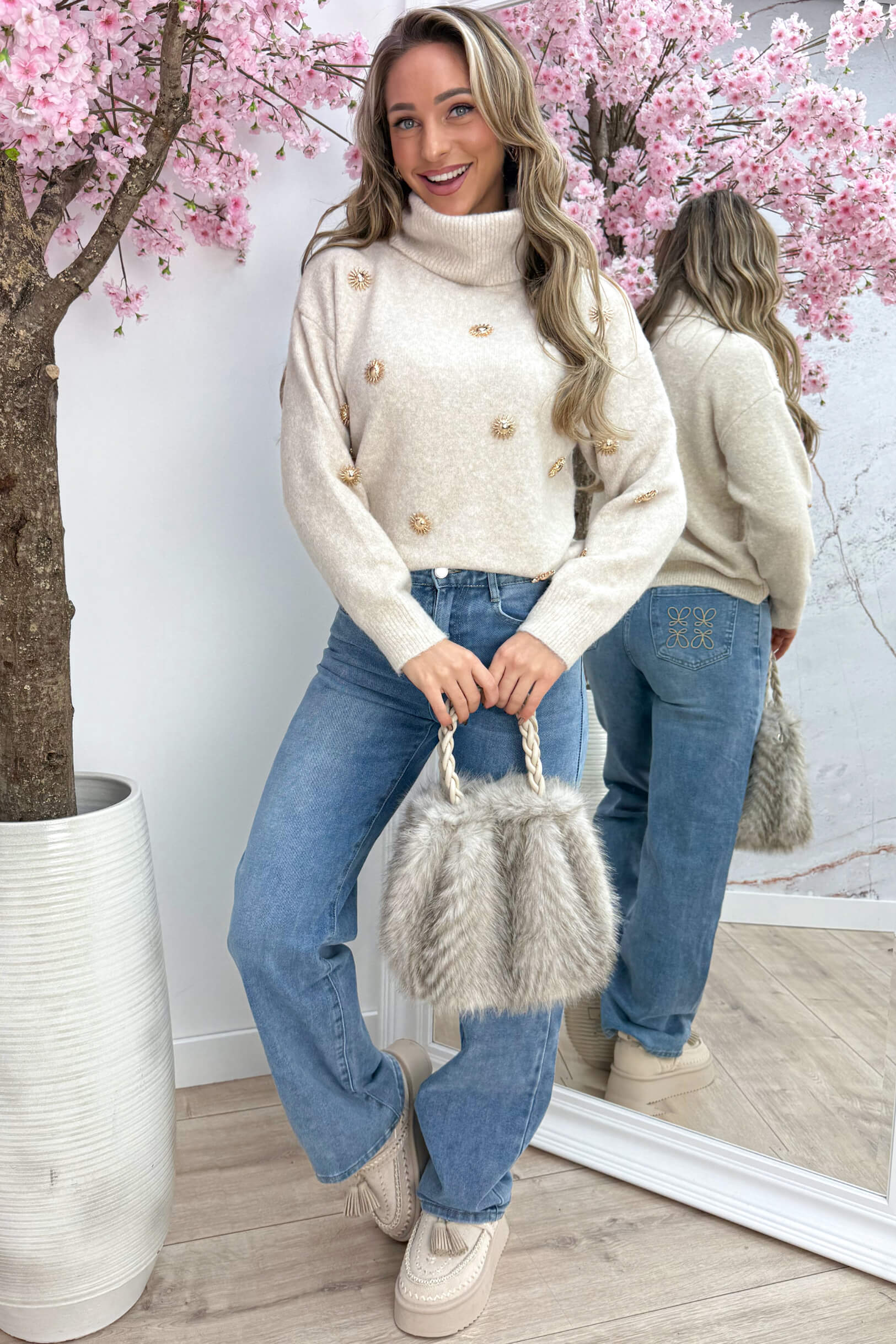 Sunrise coll trui - Beige