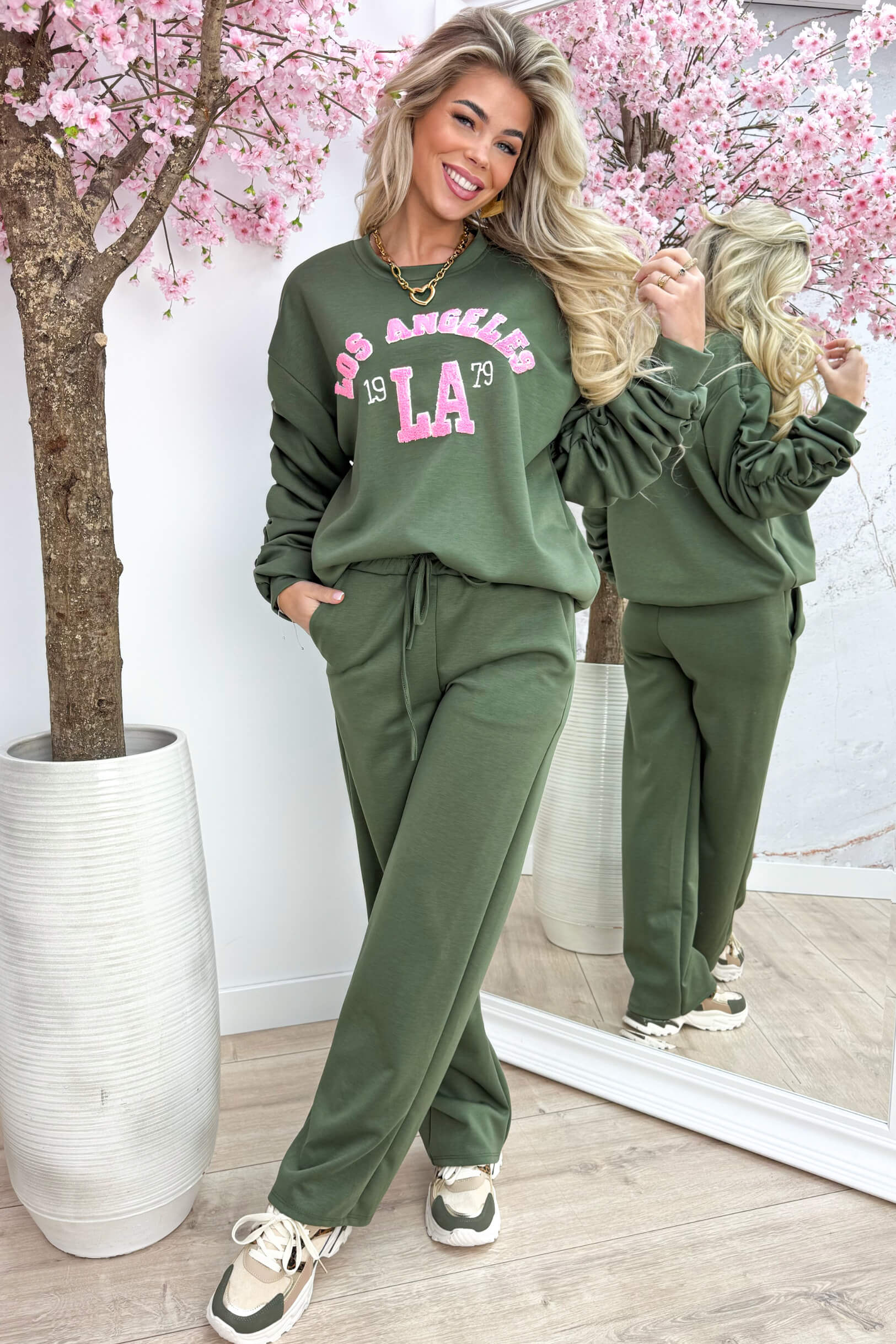 Smocked la comfy co-ord - Army