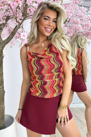 Swirl mesh topje - Bordeaux