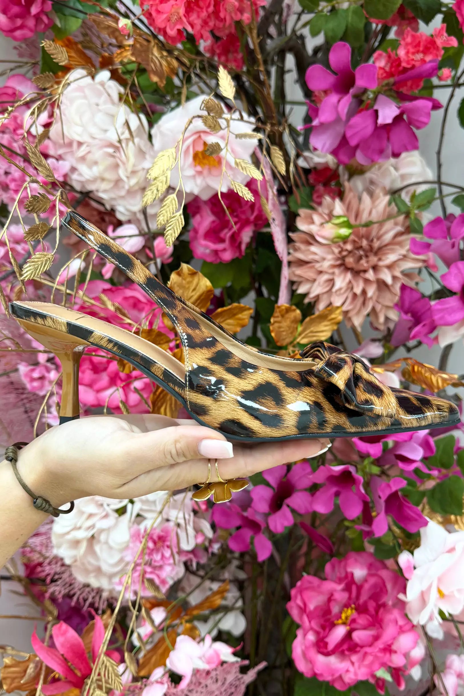 Leopard bow heels - Zwart