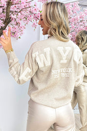 Soft new york tweed trui - Taupe