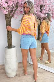 Bow stripe topje - Geel