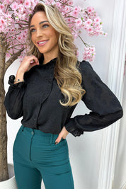 Rosy ruffle blouse - Zwart