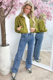 Always right suede look bomber - Olijf