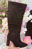 Suede luxury heels boots - Brown