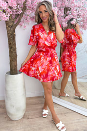 Flower fever twirl dress - Koraal