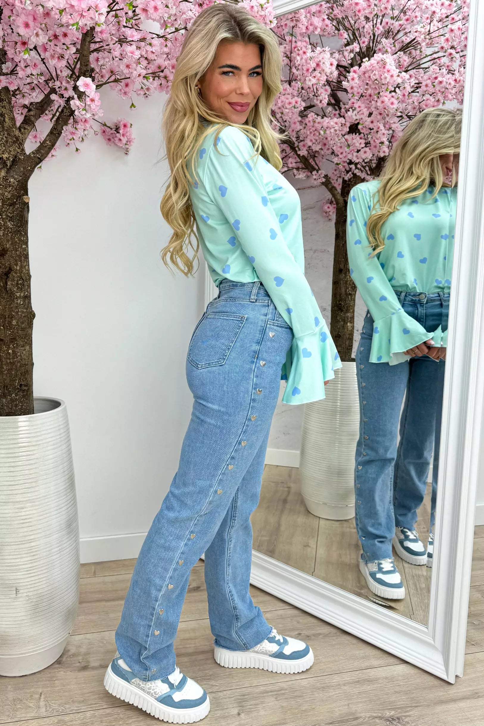 Soft hearts flairy topje - Mint
