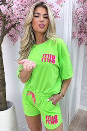 Neon mio mio comfy co-ord - Lime