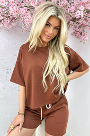 Off duty comfy co-ord - Cognac