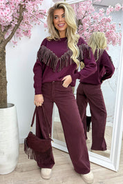 Studded fringe trui - Bordeaux