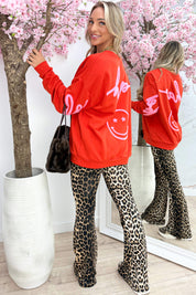 Be happy oversized sweater - Rood
