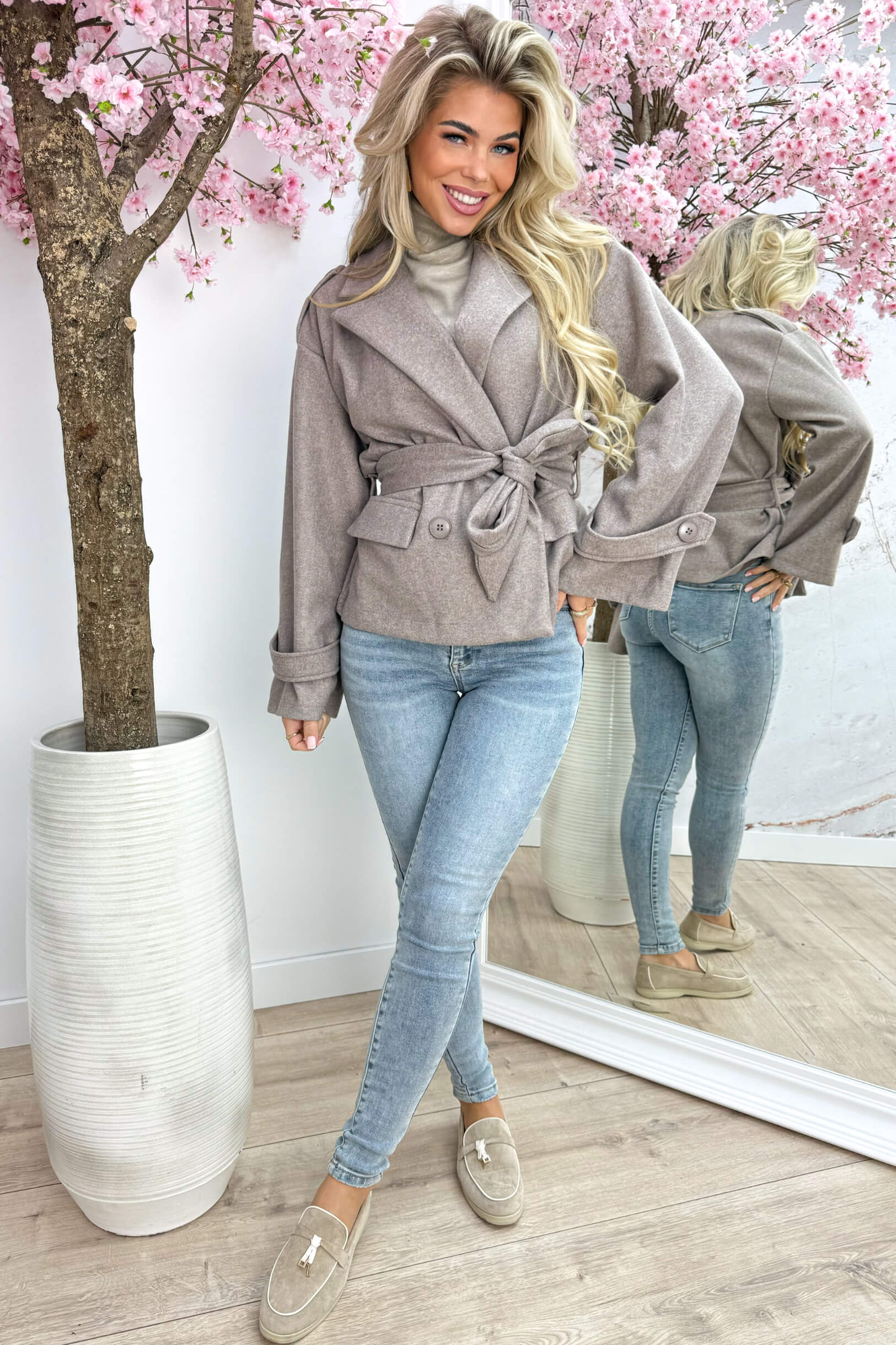 Vilt bow trenchcoat - Taupe