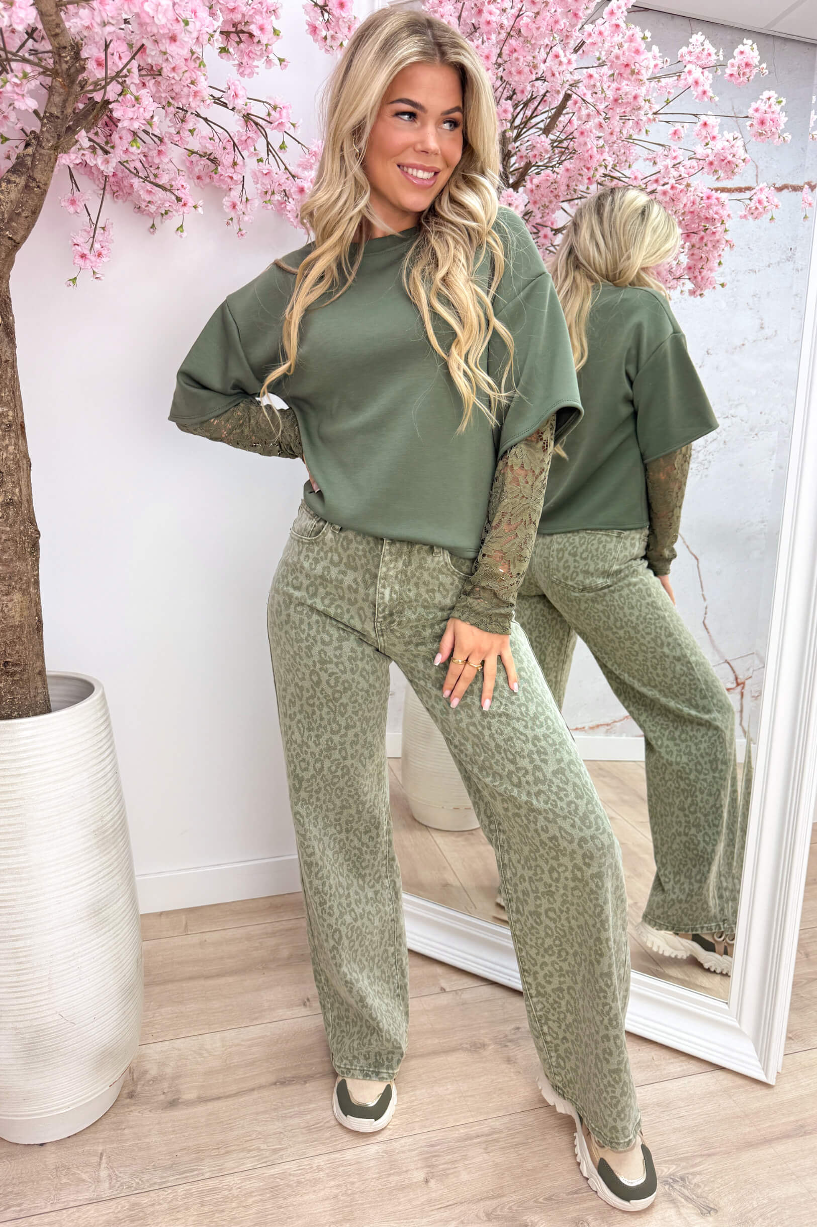 Lace crush topje - Army