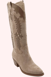 Desert dream suede look cowboy boots - Taupe