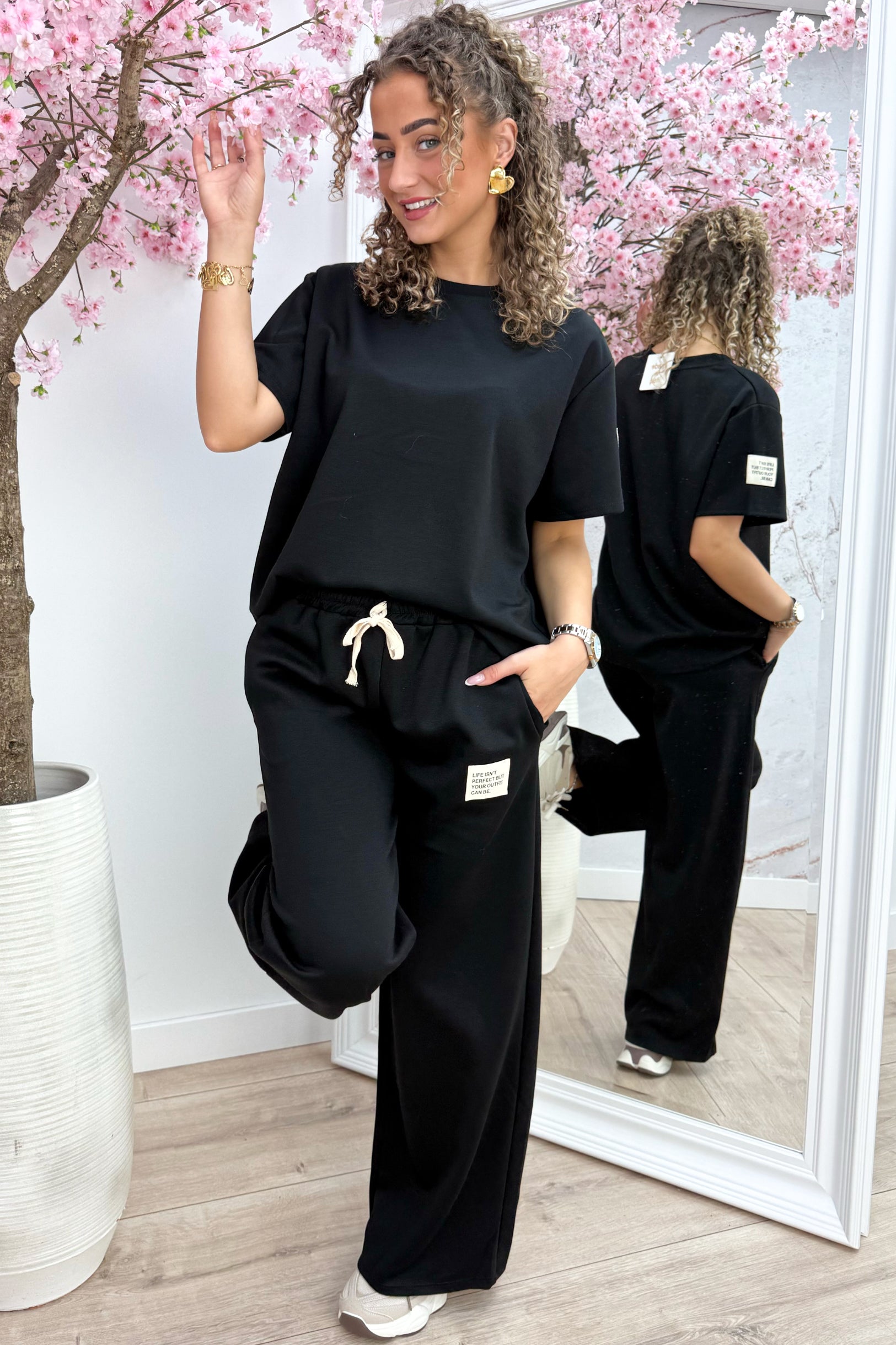 Perfect embleem comfy co-ord long - Zwart