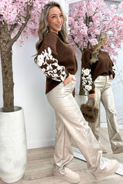 Fiore embroidery trui - Bruin