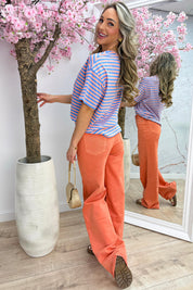 Stripe mood T-shirt - Lt. oranje