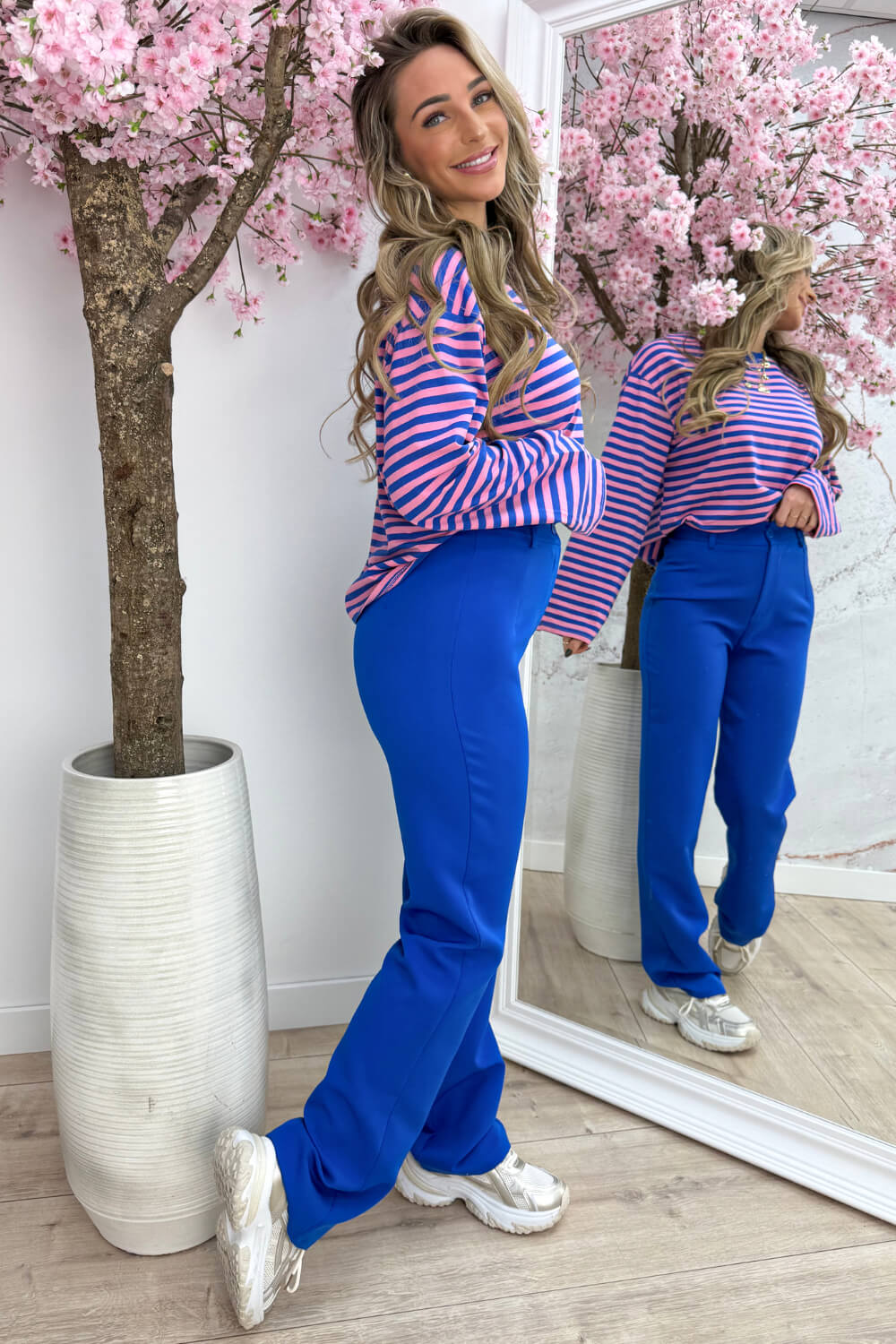 Stripe it easy topje - Kobalt