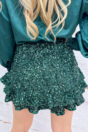 Night out paillet ruffle skort - Groen