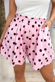 Polkadot cotton short - Lollypop roze