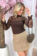 Knot your basic lace top - Brown