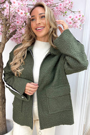 Teddy stripe jacket - Army